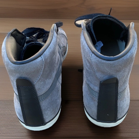 RARE Onitsuka Tiger ASICS Mens 9.5 Black Leather Gray Suede Fabre Hi Tops Shoes - Picture 5 of 11